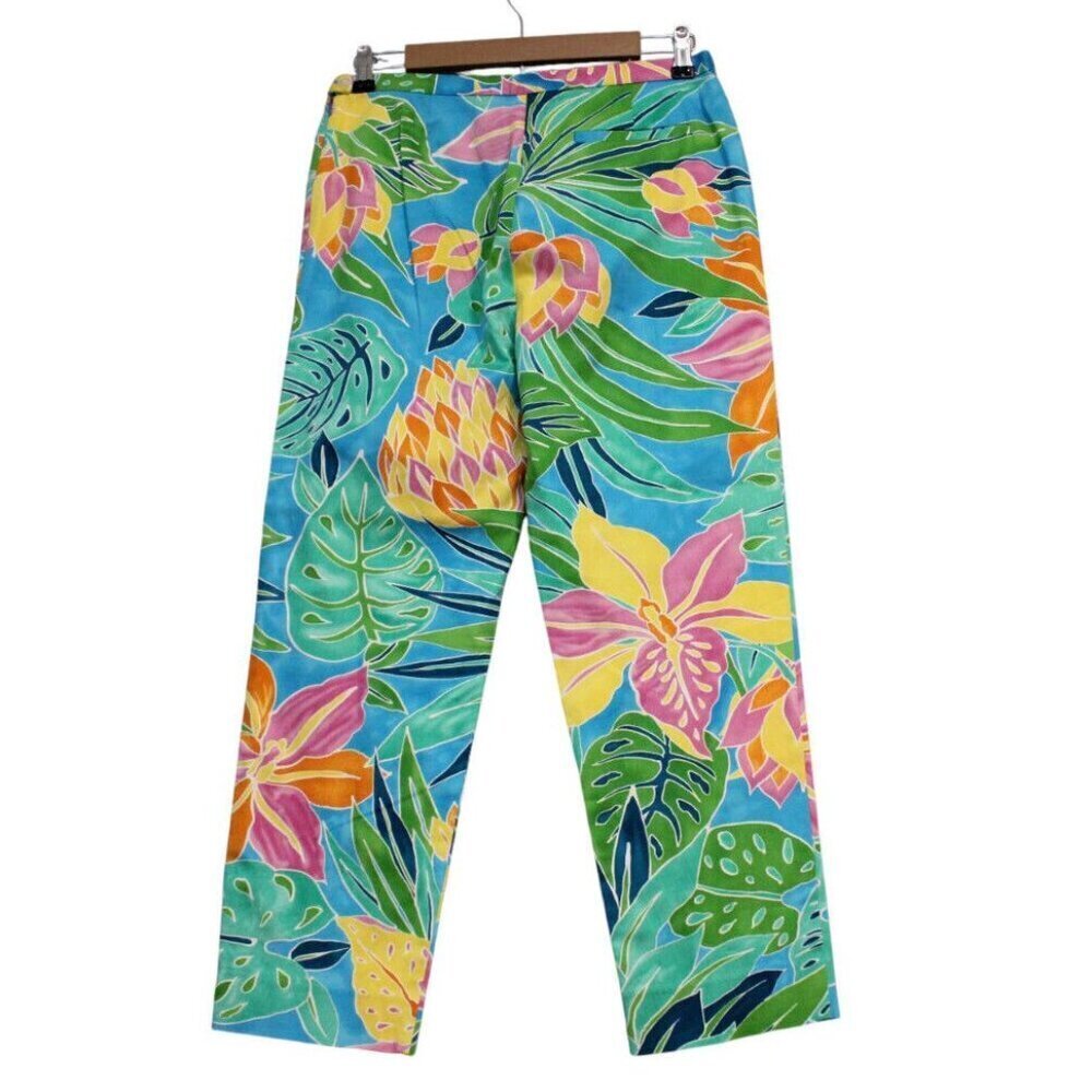 Lauren Ralph Lauren Pants Size 8 Multicolor Preppy Resortwear Tropical Beach - Picture 7 of 11